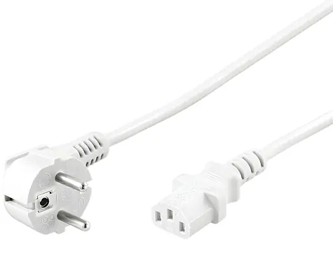 PremiumCord Kabel síťový 230V k počítači 3m bílý / Napájecí kabel / CEE 7/7 - IEC C13 / 10A