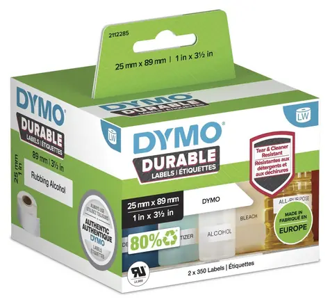 Dymo Odolné štítky 25x89 mm bílé / Štítky / polypropylen / voděodolné / 350 ks