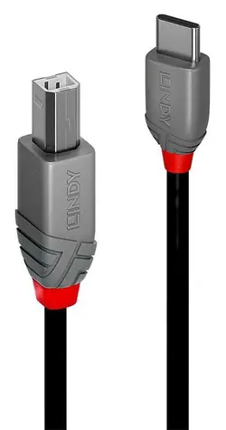 Lindy USB-C - USB-B 1 m černá / Kabel USB / USB 2.0 / 480 Mbit/s