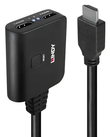 Lindy 2 Port HDMI 4K60 černá / HDMI splitter / 4K 60Hz / HDCP