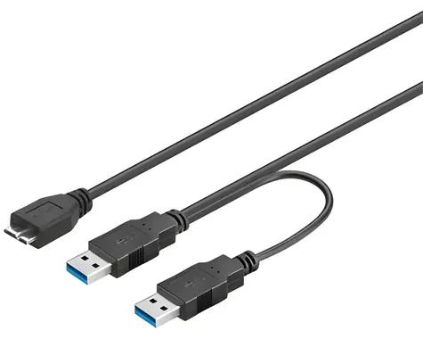 PremiumCord Kabel USB 3.0 napájecí Y A/M+A/M - Micro B/M / Kabel / 30 cm