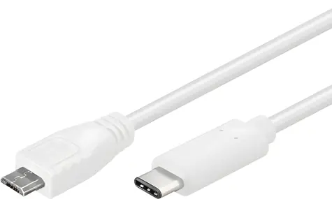 PremiumCord Kabel USB-C - Micro USB bílý / Kabel / USB 2.0 / 0,6 m