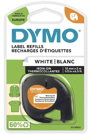 Dymo LetraTag Iron-On páska černá / Páska do tiskárny štítků / žehlicí na textil / nylonová / 2 m