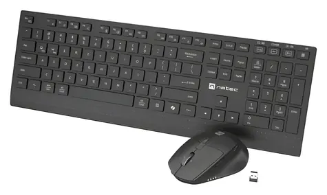 Natec Stingray 2 černá / Set klávesnice a myši / US / Bezdrátové / Bluetooth + USB-A / Numerická klávesnice