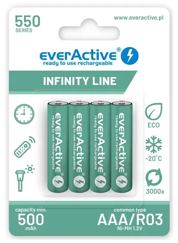 EverActive Infinity Line / Nabíjecí baterie AAA (R03) / 550 mAh / 4 ks / Ni-MH