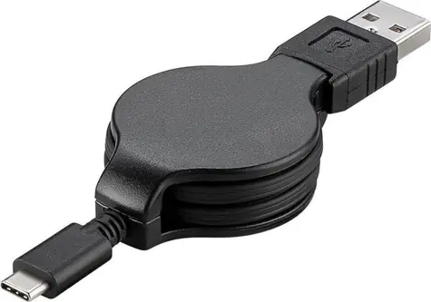 PremiumCord USB-C - USB-A černý / Navíjecí kabel / USB 2.0 / 3A / 1 m