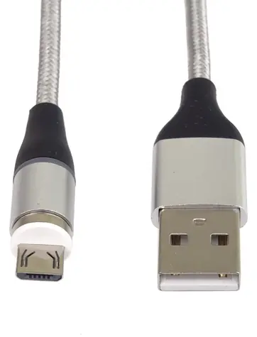 PremiumCord Magnetický kabel micro USB/USB-C stříbrná / Nabíjecí a datový kabel / USB 2.0 / 3A / 1m