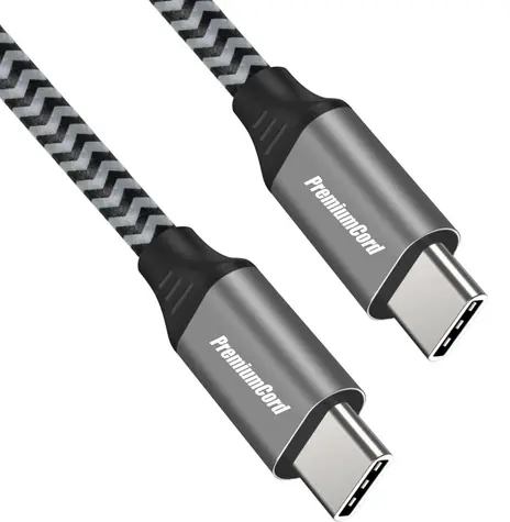PremiumCord Kabel USB-C M/M černá / Datový kabel / 100W / 20V/5A / 480Mbps / bavlněný oplet / 0,5m