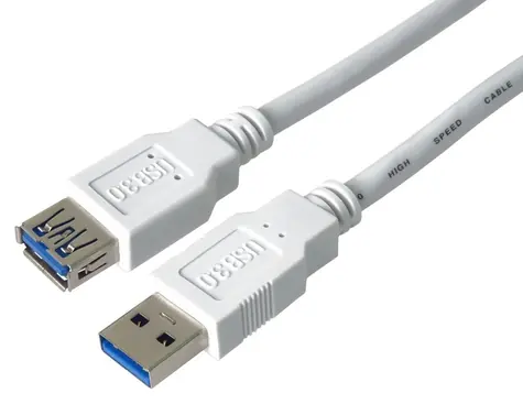 PremiumCord USB 3.0 A-A M/F 5 m bílá / Prodlužovací kabel / Super-speed 5 Gb/s / stíněný