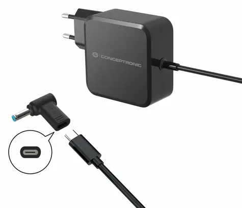 Conceptronic USB-C PD - HP 4,5x3,0mm černá / Napájecí adaptér / Pro HP notebooky / 18-20 V / 1 ks
