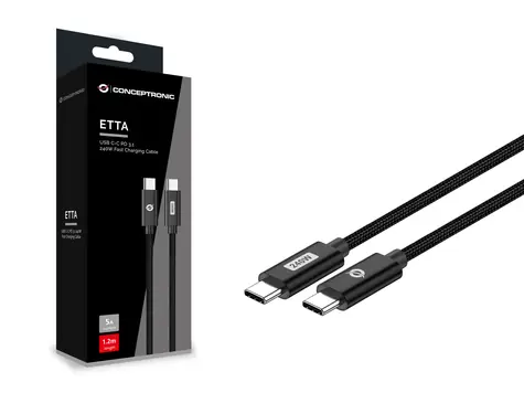 Conceptronic USB-C - USB-C nabíjecí a datový kabel černý / Kabel / USB 2.0 / 480 Mbit/s / PD 240 W / 2 m