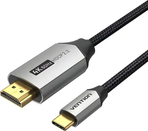 Vention USB-C - HDMI šedá / Kabel / 4K / 60 Hz / opletený / 2 m