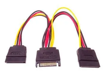 PremiumCord Napájecí rozdvojka SATA / Rozdvojka / SATA 15pin / 1x SATA(M) - 2x SATA(F) / 20 cm