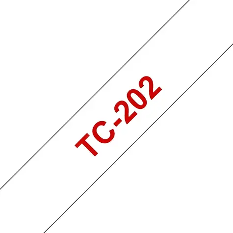 Brother TC-202 / Páska pro tiskárnu štítků / 12 mm / 7,7 m / červený tisk na bílém podkladu / laminovaná