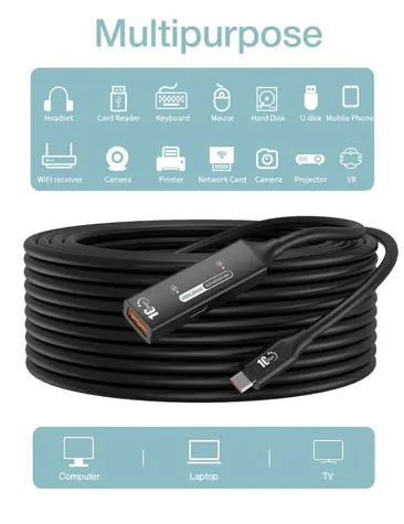 PremiumCord USB-C/USB-A repeater 7m / Prodlužovací kabel / USB 3.2 Gen 2 / 10 Gbit/s / aktivní
