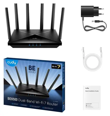 Cudy WR6500 / Router / Wi-Fi 7 / Dual-band / 5765 Mbit/s / 4x LAN Gigabit