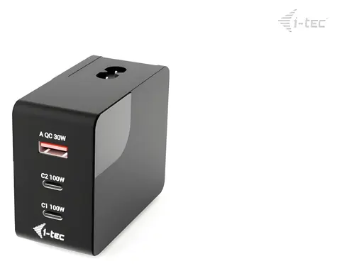 i-tec Multiport Charger 100W černá / Nabíječka / 2× USB-C + 1× USB-A / Power Delivery / Displej