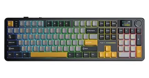 Aula F108 Pro šedá, oranžová / Herní klávesnice / mechanická / Reaper switch / RGB / USB-C / bezdrátová