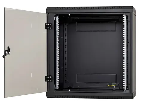 Triton rozvaděč nástěnný 12U černý / Rozvaděč / Nástěnný / 600x595 mm / perforované dveře