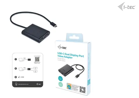 i-tec USB-C Dual 4K/60Hz DP Video Adapter / Redukce / 2× DisplayPort / 4K 60Hz / 8K 30Hz / USB-C
