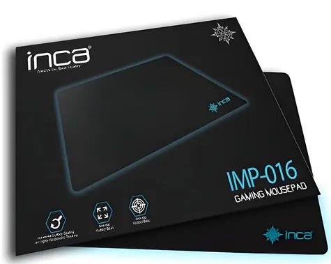 INCA IMP-016 černá / Podložka pod myš / textil / 220x290x3 mm / protiskluzová základna