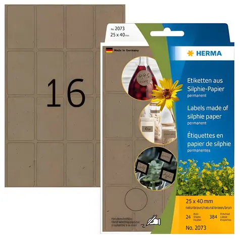 HERMA Silphie etikety 25x40mm hnědá / Etikety / zaoblený roh / permanentní / 384 ks / 24 listů