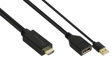 Good Connections HDMI 2.0b - DisplayPort 1.2 adaptér černá / Adaptér / 4K UHD 60Hz / USB napájení / 0,3 m