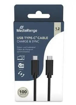 MediaRange USB-C - USB-C černá / Datový a nabíjecí kabel / USB 3.2 Gen 1 / PD 100 W / 10 Gbit/s / 1,2 m