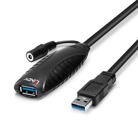 Lindy 43156 černá / USB prodlužovací kabel / 10 m / USB-A / USB 3.2 Gen 1 / 5 Gbit/s