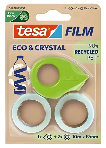 Tesa ECO & CRYSTAL / Lepicí páska / 19 mm / 10 m / 2 role s odvíječem