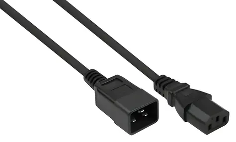 Kabelmeister prodlužovací kabel C20-C13 černý 0,5 m / Prodlužovací kabel / IEC C20 (M) - IEC C13 (F) / 10 A