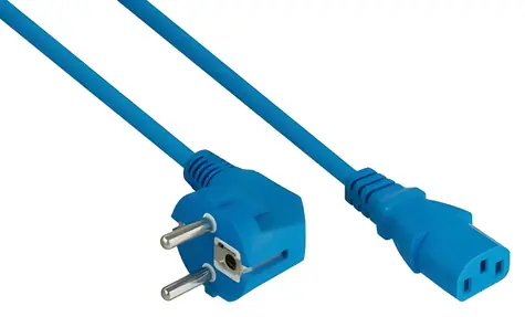 Kabelmeister Schuko 90° - C13 modrá / Napájecí kabel / 3 m / 10 A / 250 V