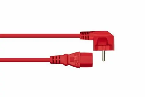 Kabelmeister Schuko 90° - C13 červená / Napájecí kabel / 1 m / 10 A / 250 V