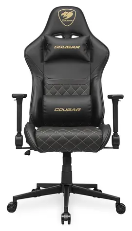 COUGAR Armor One V2 černo-zlatá / Herní židle / nastavitelná / syntetická kůže / pojezd. kolečka / nosnost 120 kg