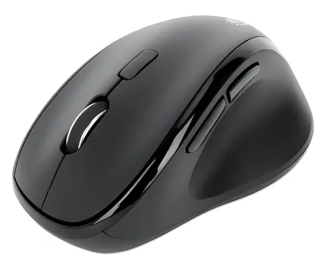Manhattan Ergo černá / Bezdrátová myš / ergonomická / USB-A/C přijímač / 6 tlačítek / 1600 DPI