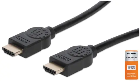 Manhattan Premium HDMI kabel černá / HDMI kabel / HDMI (M) - HDMI (M) / 1 m / 4K 60Hz / 18 Gbit/s / Ethernet / ARC