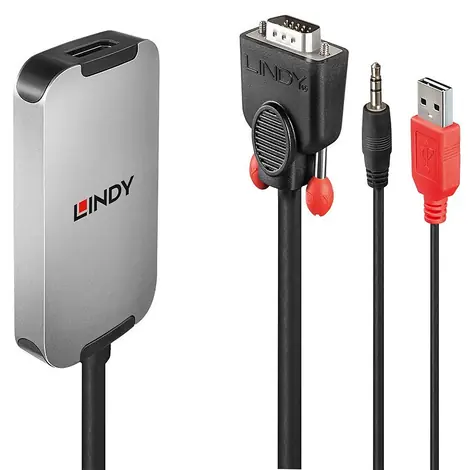 Lindy VGA - DisplayPort 1.2 převodník černá, bílá / Převodník / 1920×1080 px / USB napájení