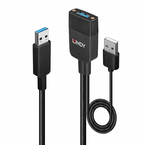 Lindy USB-A - USB-A 35m černá / Hybridní USB kabel / USB 3.2 Gen 2 / 10 Gbit/s