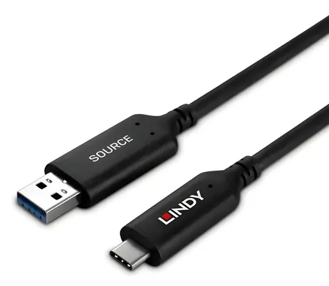 Lindy USB-A - USB-C 25 m černá / Kabel / USB 3.2 Gen 1 / 5 Gbit/s