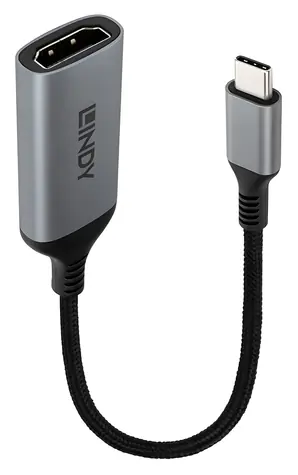 Lindy 43428 šedá / Převodník USB-C na HDMI / 8K 60Hz / 240Hz / HDCP 2.2
