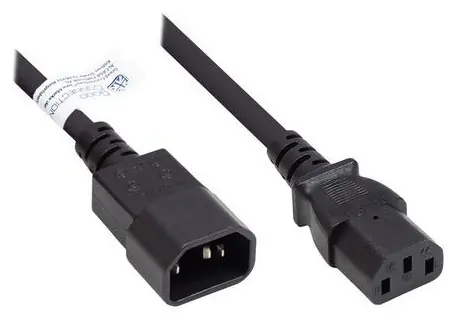 Good Connections Prodlužovací napájecí kabel C14-C13 černá / Napájecí kabel / 0,5 m / 10 A