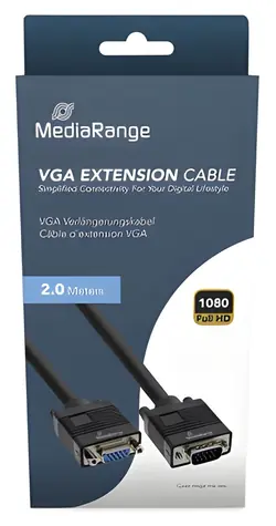 MediaRange MRCS249 2m černá / VGA kabel / D-Sub15 (M) - D-Sub15 (F) / prodlužovací