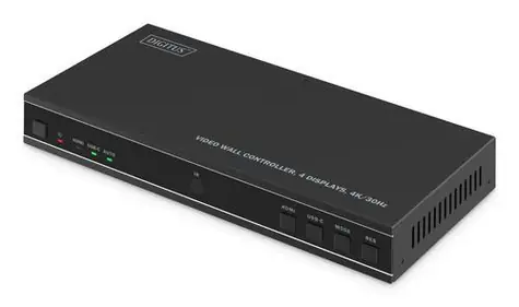 Digitus HDMI Video Wall Controller 4 Displays / Video wall controller / 4K/30Hz / HDMI 2.0 / RS232 / Nástěnná montáž