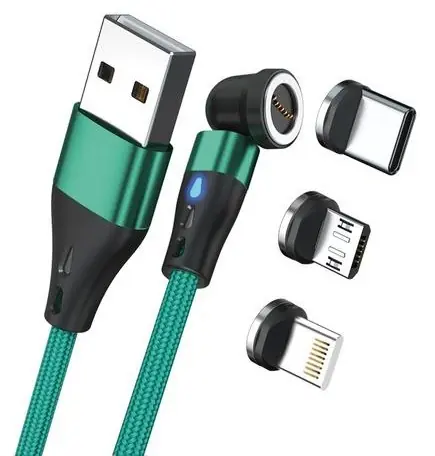 RealPower MagneticCharge3 zelená / Magnetický nabíjecí kabel / USB-A / 3 A / 1 m / adaptéry