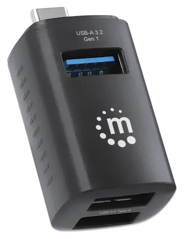 Manhattan 3-Port USB-C Hub černá / USB hub / USB-C / 2x USB 3.2 Gen 1 Type-A / 1x USB 2.0 / 5 Gbps