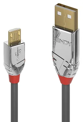 Lindy USB 2.0 A - Micro-B šedá / Kabel USB / Cromo Line / 1 m / 480 Mbit/s