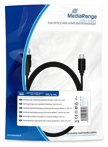 MediaRange datový kabel USB-A - USB-C černá / Kabel / USB 3.2 Gen 1 / 5 Gbit/s / 1,8 m