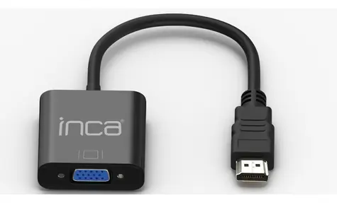INCA adaptér HDMI na VGA + 3,5mm audio černá / Adaptér / FullHD 60Hz / kabel 0,2 m