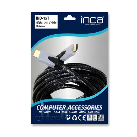 INCA HDMI 2.0 kabel 4K 15 m šedý / Kabel HDMI / 18 Gbit/s