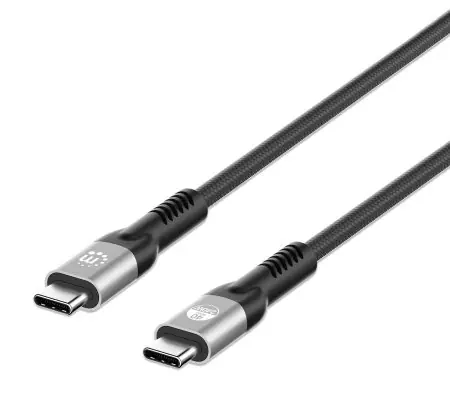 Manhattan nabíjecí kabel USB-C - USB-C 1 m černý / Kabel / USB4 / 240 W PD 3.1 / 40 Gbit/s / Thunderbolt 4